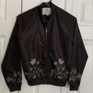 Guess floral embroidered bomber jacket